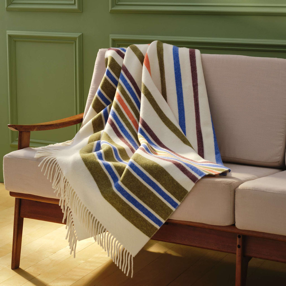Striped Lambswool Throw Blanket
