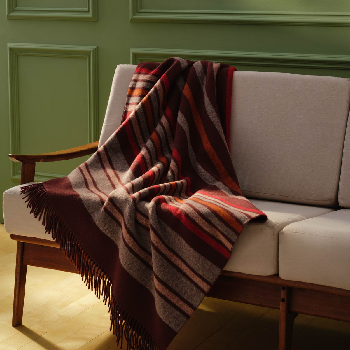 Striped Lambswool Throw Blanket