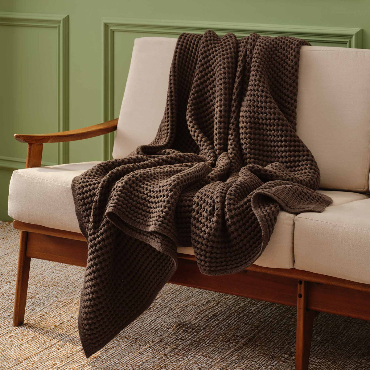 Chunky Waffle Knit Throw Blanket