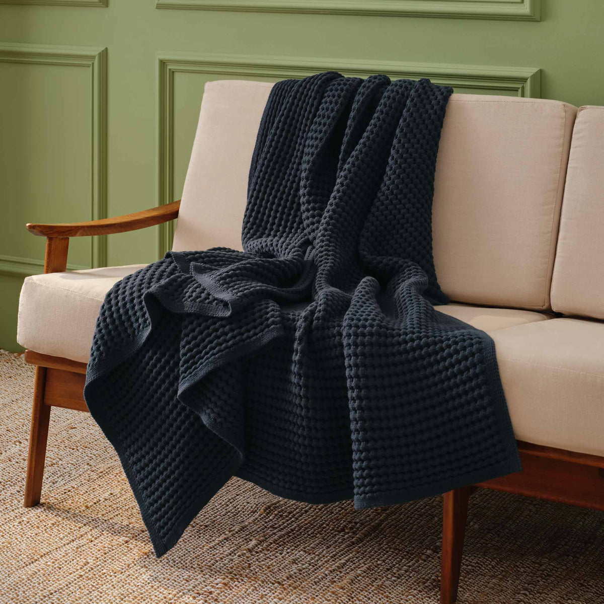 Chunky Waffle Knit Throw Blanket