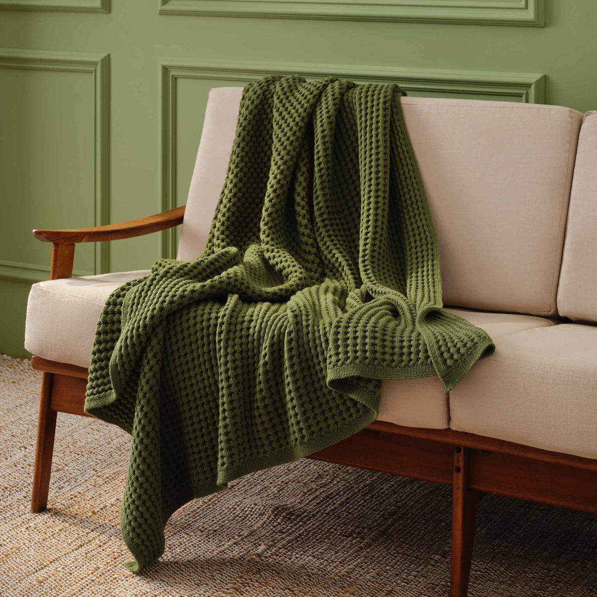 Chunky Waffle Knit Throw Blanket